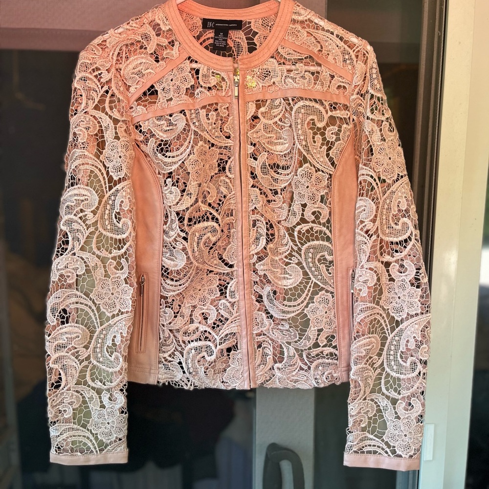 NWOT Pleather and lace jacket